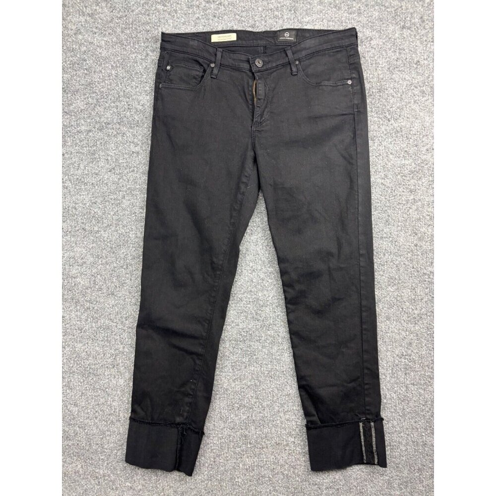AG Adriano Goldschmied Stevie Cuff Jeans Women's 29 Black Denim Slim Made In USA